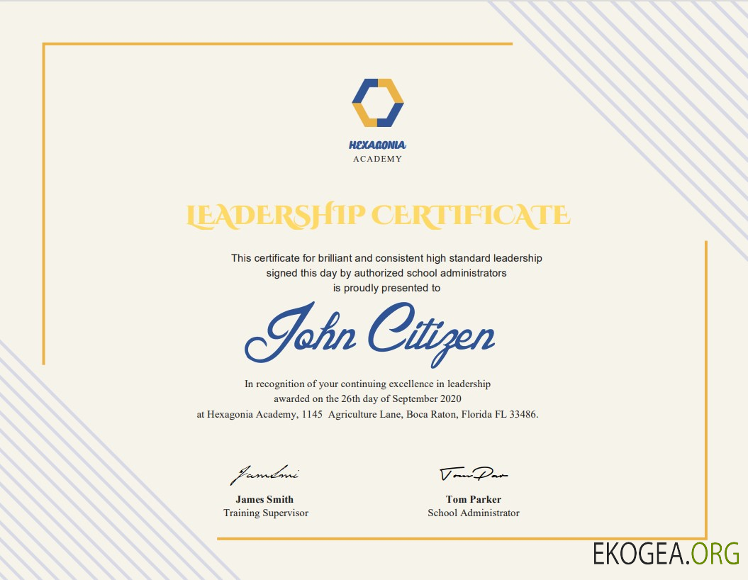 Certificat de leadership aux États Unis